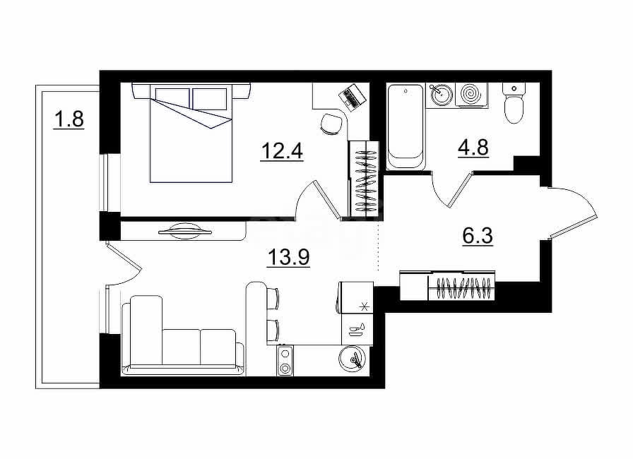 планировка квартиры 39 м2